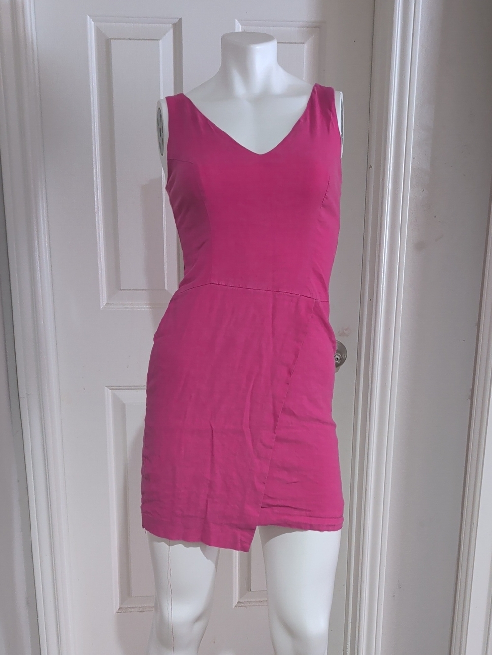 Amy Matto Hot Pink Sleeveless Linen Mini Dress Women's 4 US